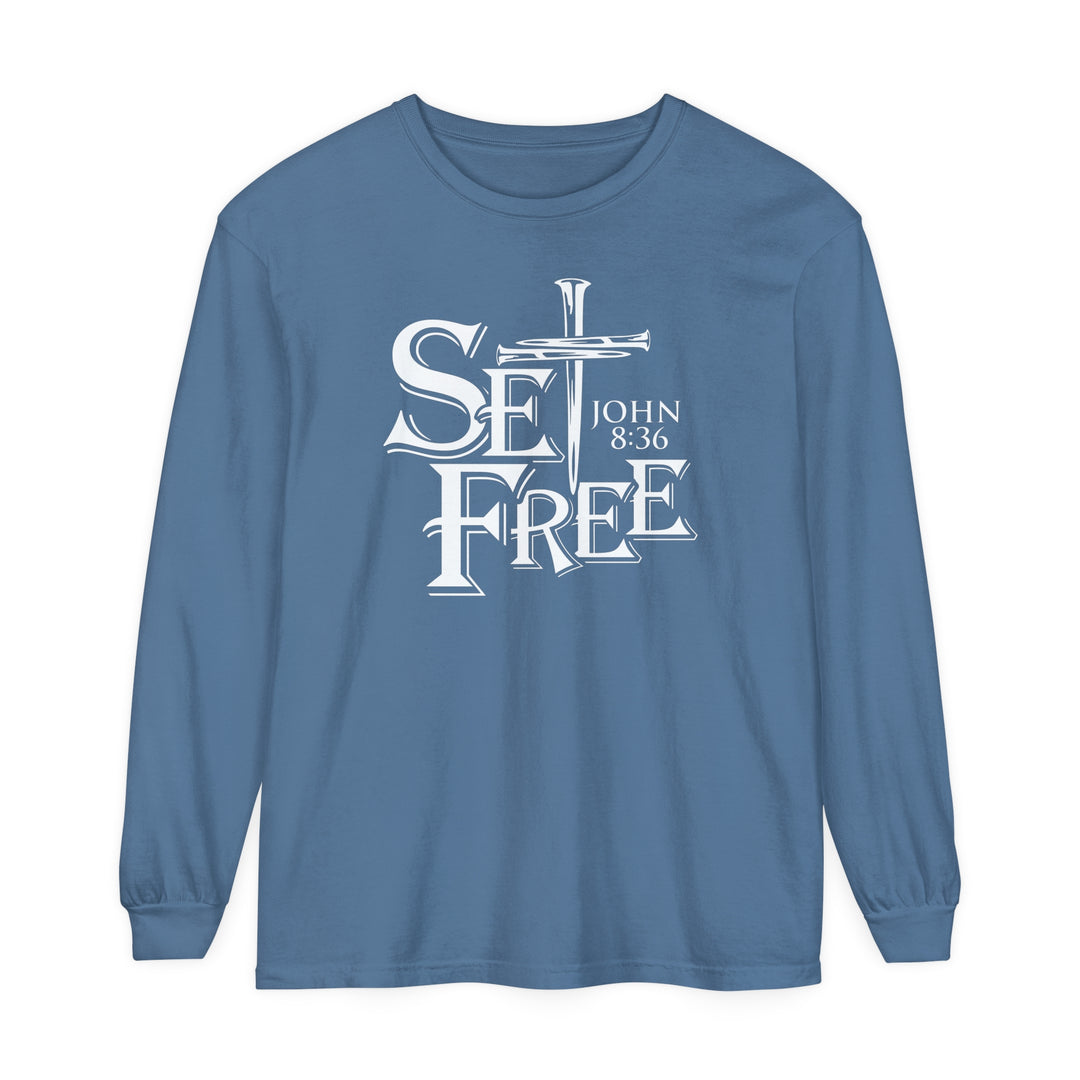 Set Free Long Sleeve Shirt Long-sleeve Blue Jean S 