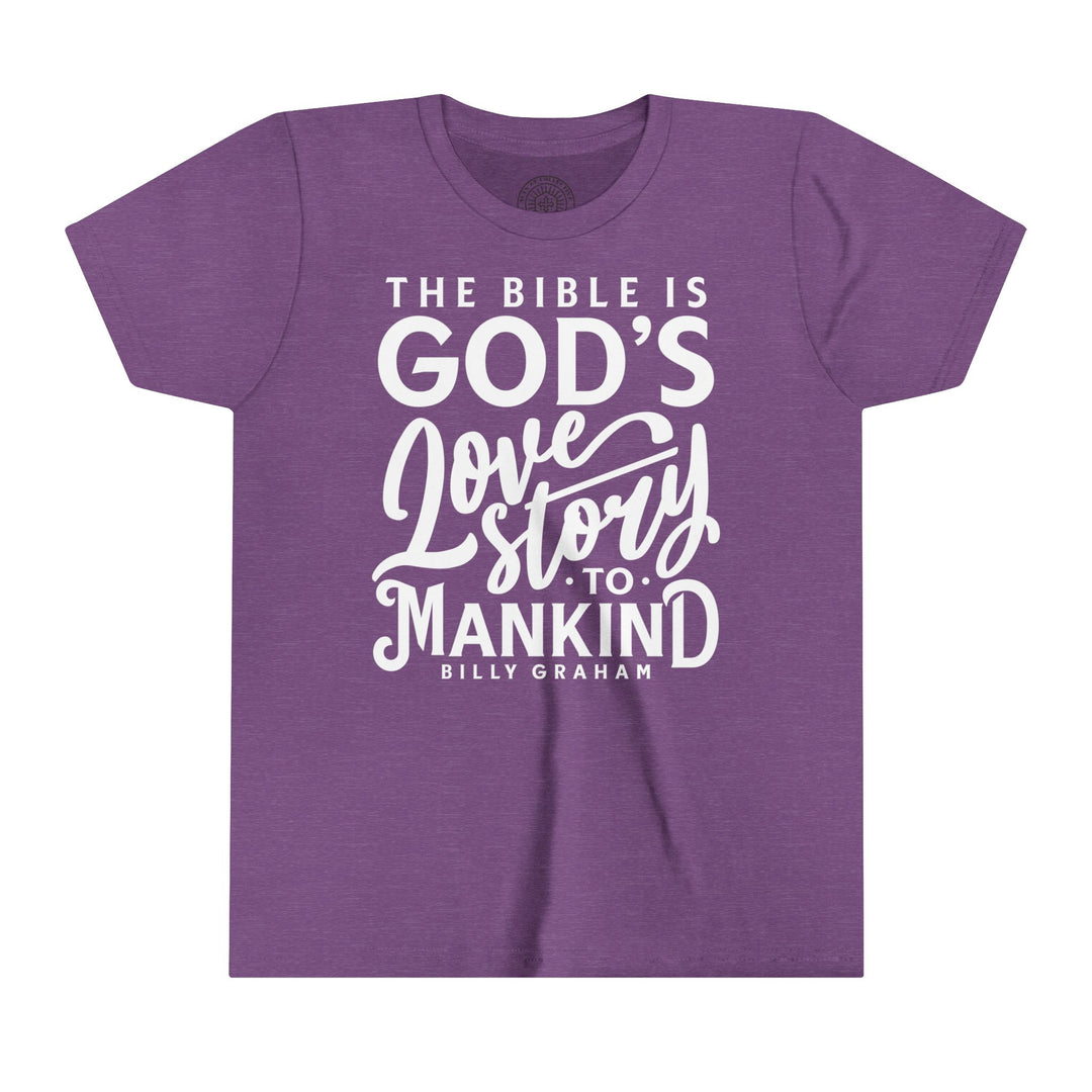 God's Love Story Youth T-shirt Kids clothes Heather Team Purple S 