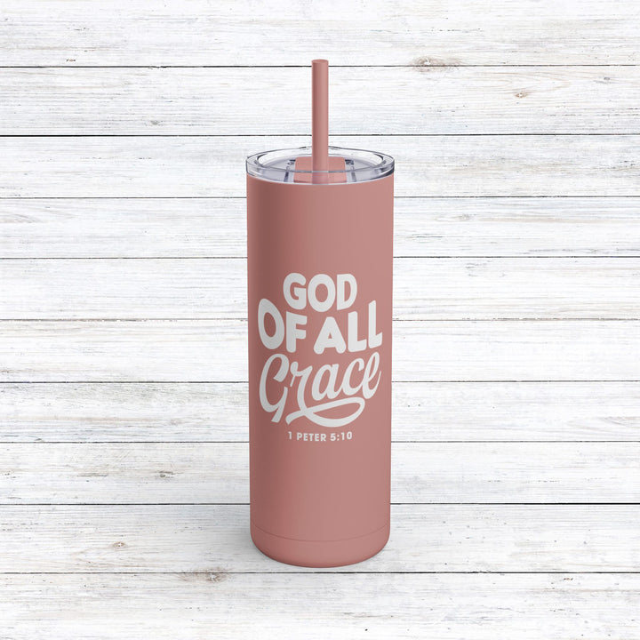 Christian Tumbler God of All Grace Mug Dusty Rose 20oz Matte