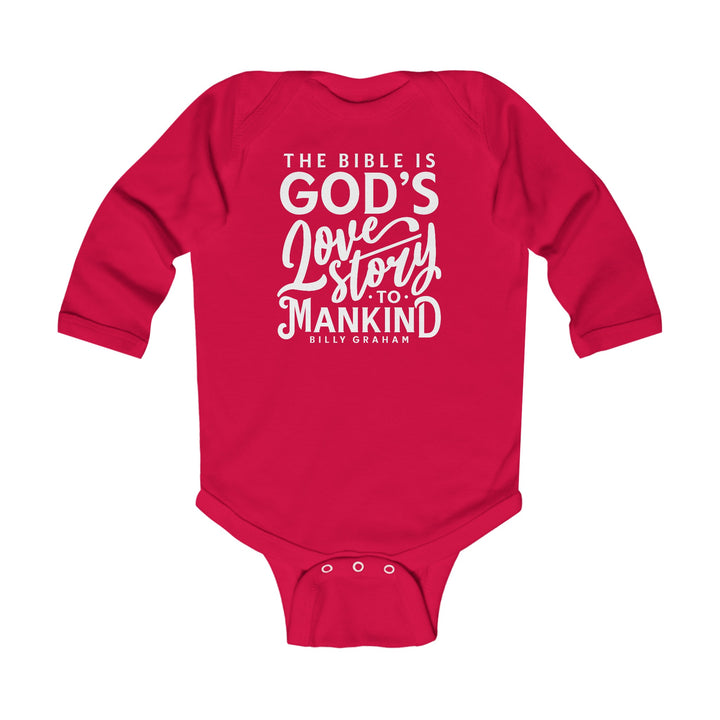 God's Love Story Infant Long Sleeve Bodysuit Kids clothes Red NB (0-3M) 