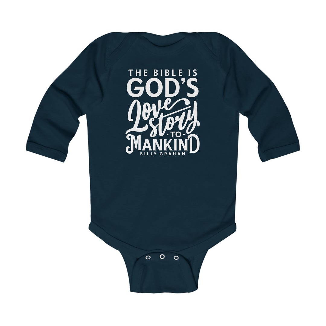 God's Love Story Infant Long Sleeve Bodysuit Kids clothes Navy NB (0-3M) 