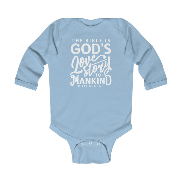 God's Love Story Infant Long Sleeve Bodysuit Kids clothes Light Blue NB (0-3M) 