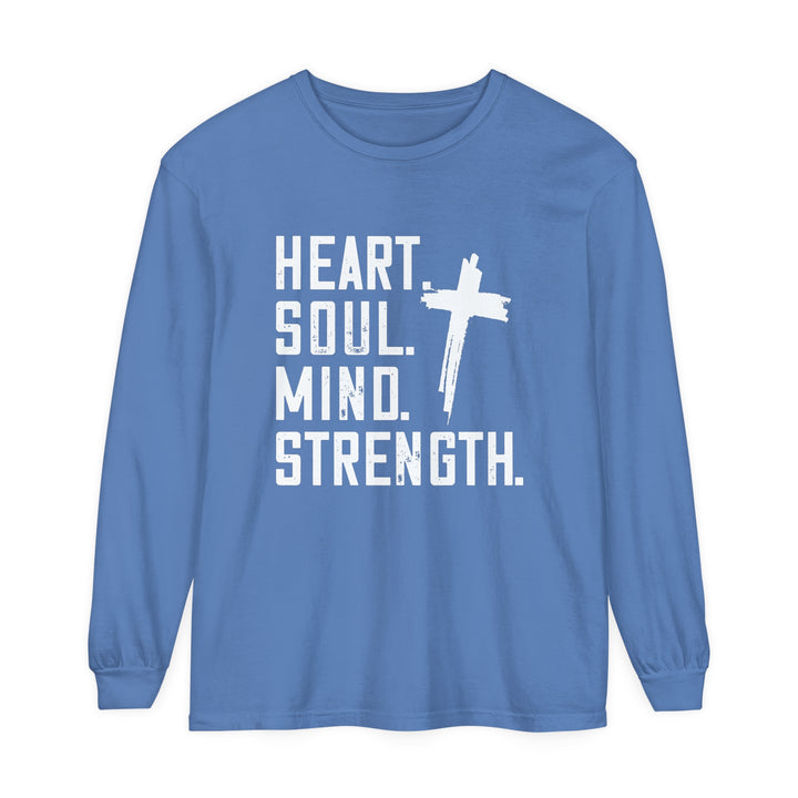 Heart Soul Mind Strength Long Sleeve Shirt Long-sleeve Flo Blue S 