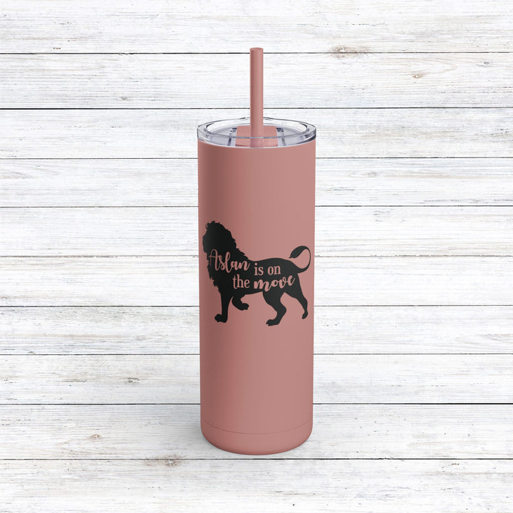 Christian Tumbler Aslan Is On The Move Mug Dusty Rose 20oz Matte