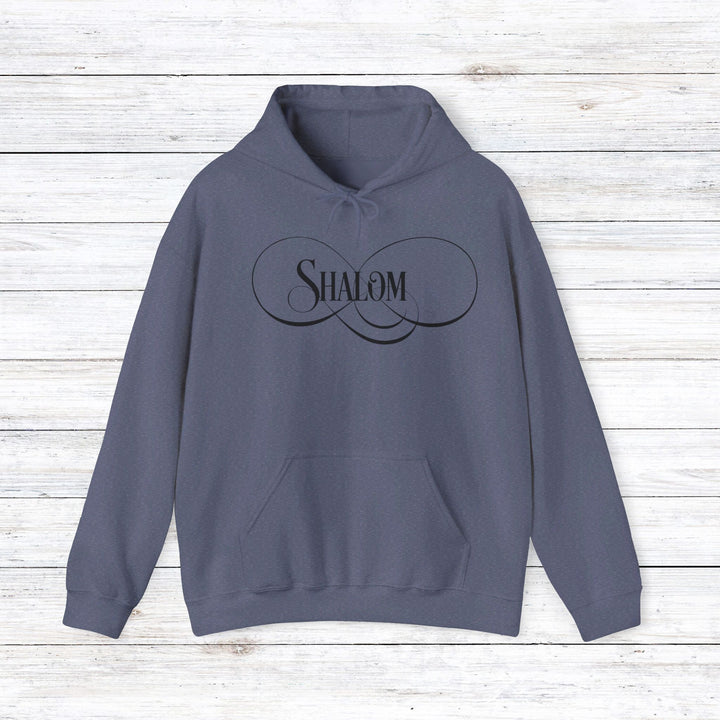 Shalom Script Hoodie Hoodie Heather Navy S 