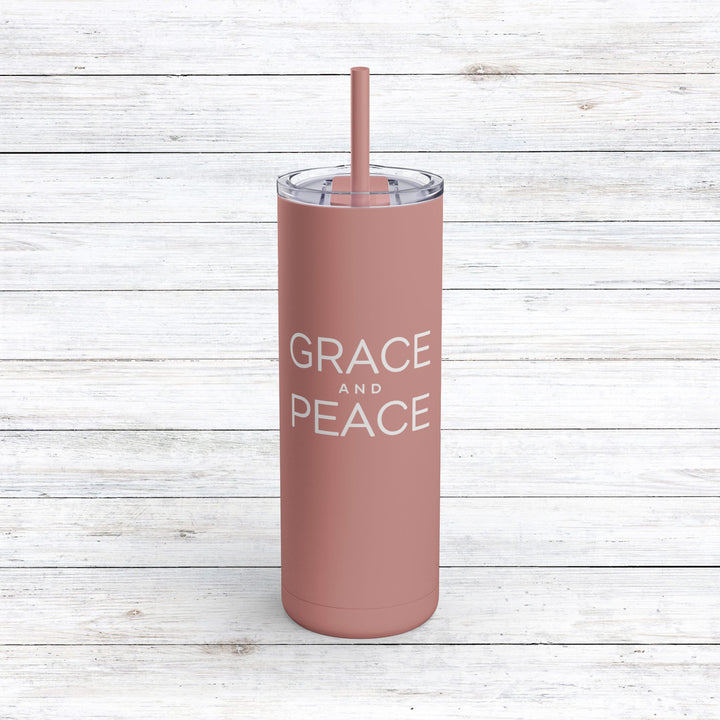 Christian Tumbler Grace and Peace Mug Dusty Rose 20oz Matte