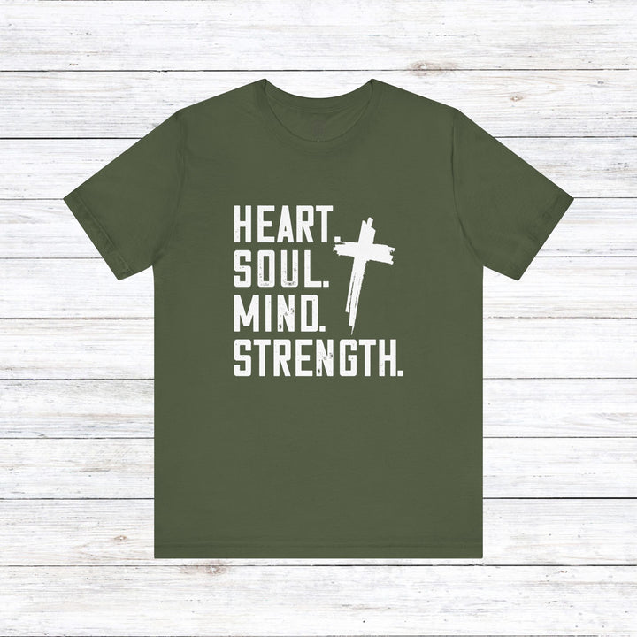 Shema Heart Soul Mind Strength Unisex T-Shirt T-Shirt Military Green S 