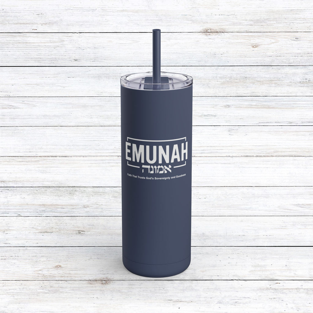 Christian Tumbler Emunah Faith That Trusts Mug Indigo 20oz Matte