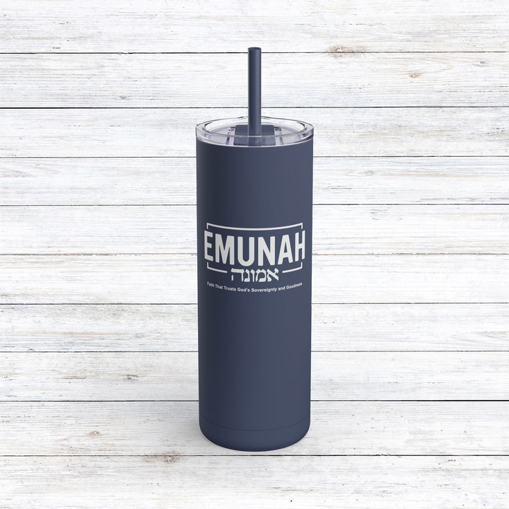 Christian Tumbler Emunah Faith That Trusts Mug Indigo 20oz Matte