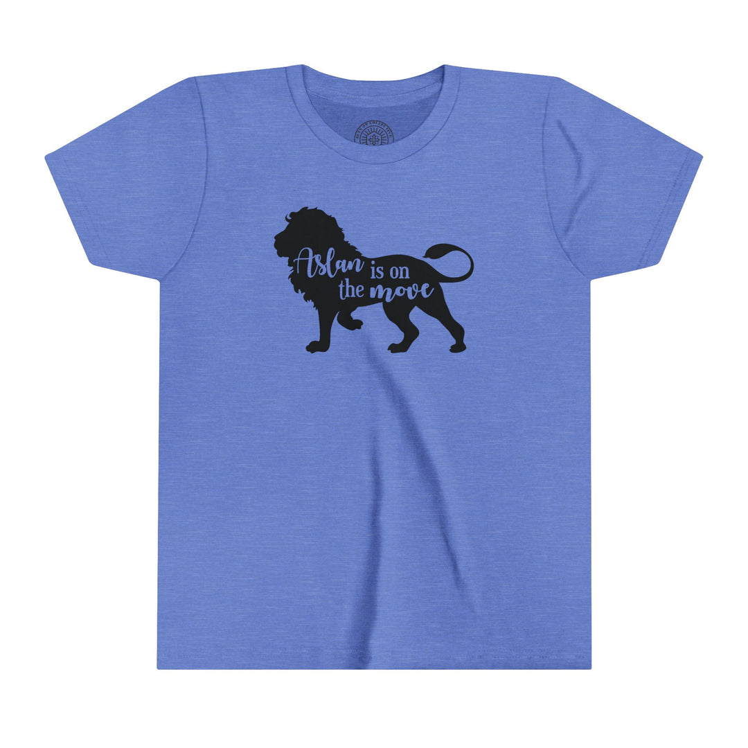 Aslan Is On The Move Youth T-shirt Kids clothes Heather Columbia Blue S 