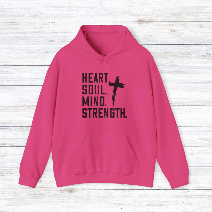 Heart Soul Mind Strength Cross Hoodie Hoodie Heliconia S 