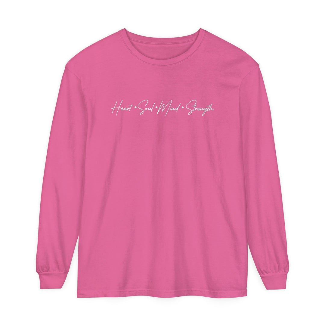 Heart Soul Mind Strength Script Long Sleeve Shirt Long-sleeve Crunchberry S 