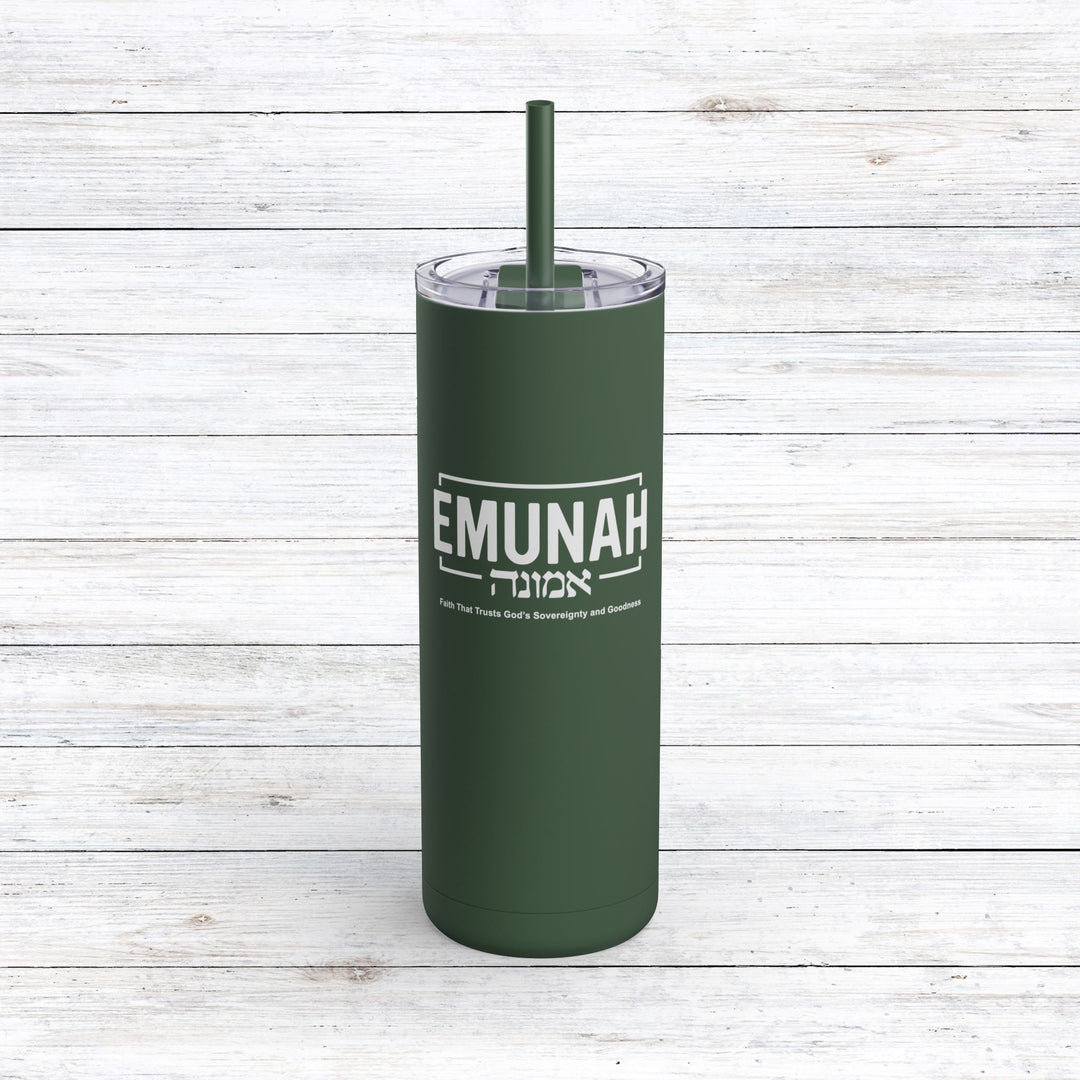 Christian Tumbler Emunah Faith That Trusts Mug Pine Needle 20oz Matte