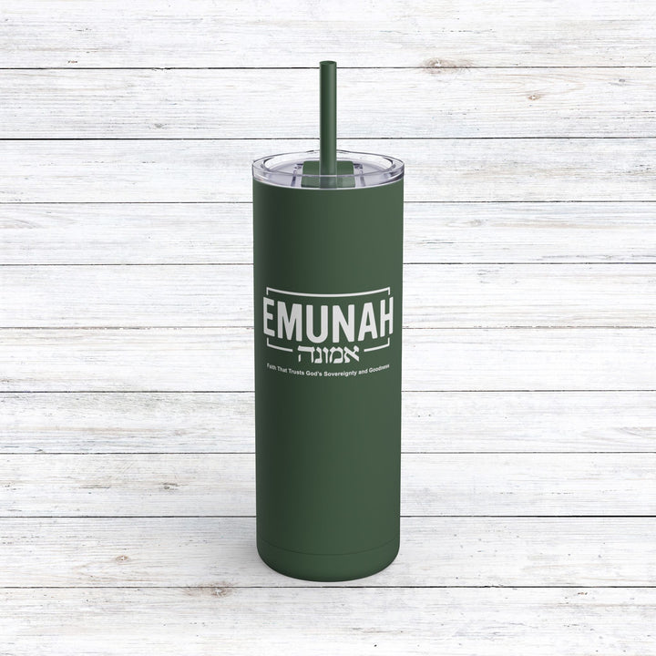 Christian Tumbler Emunah Faith That Trusts Mug Pine Needle 20oz Matte