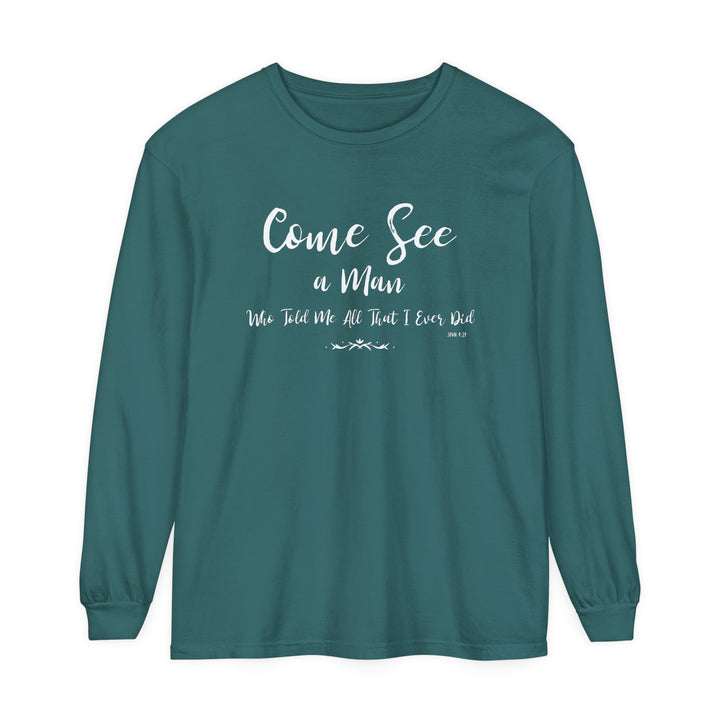 Come See Long Sleeve Shirt Long-sleeve Blue Spruce S 