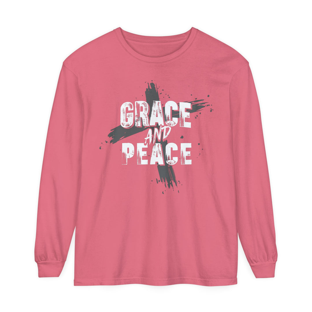 Grace and Peace Cross Long Sleeve Shirt Long-sleeve Watermelon S 