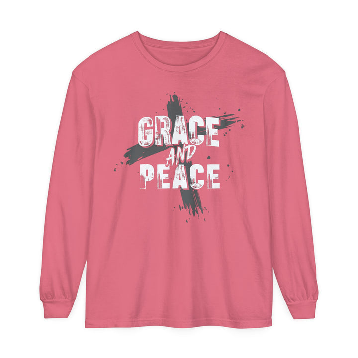 Grace and Peace Cross Long Sleeve Shirt Long-sleeve Watermelon S 