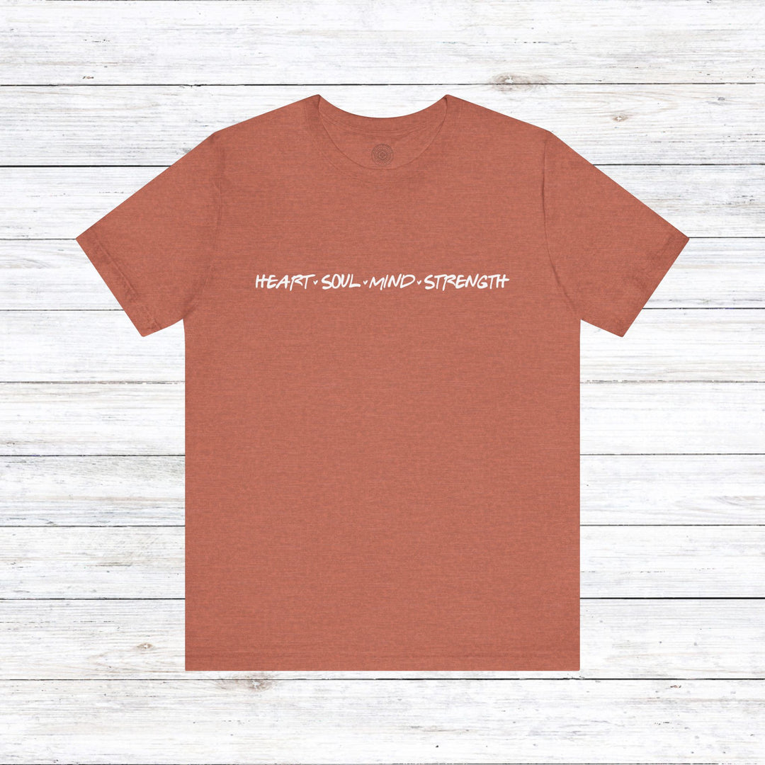 Heart Soul Mind Strength Print Unisex T-Shirt T-Shirt Heather Clay S 