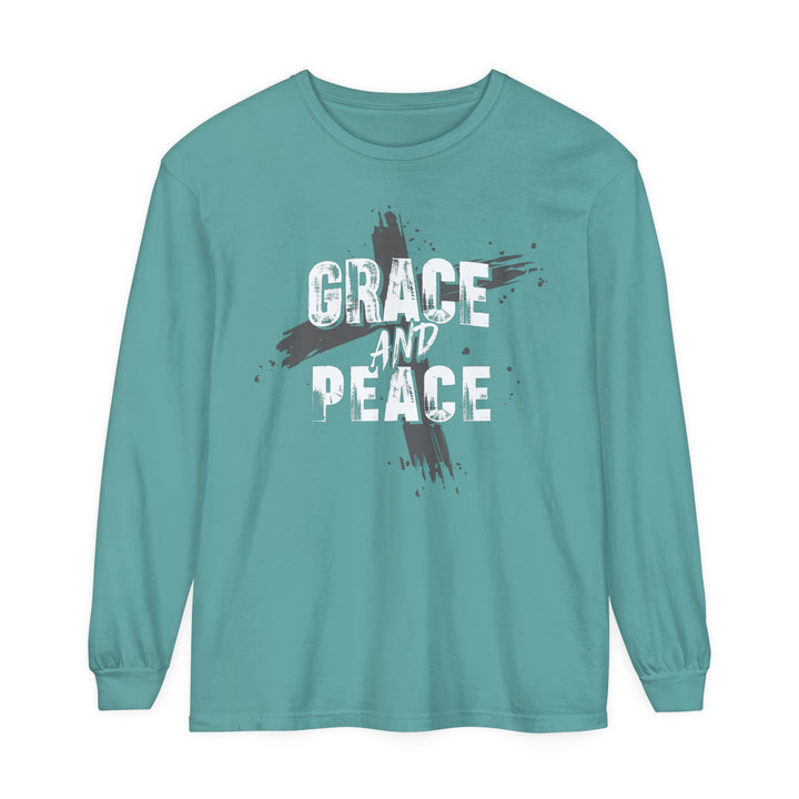 Grace and Peace Cross Long Sleeve Shirt Long-sleeve Seafoam S 