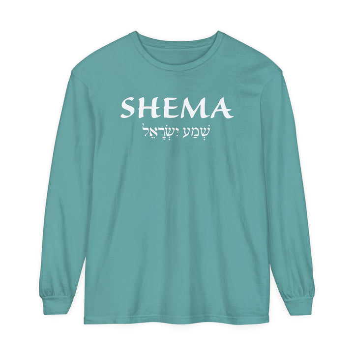 Shema Hebrew Long Sleeve Shirt Long-sleeve Seafoam S 