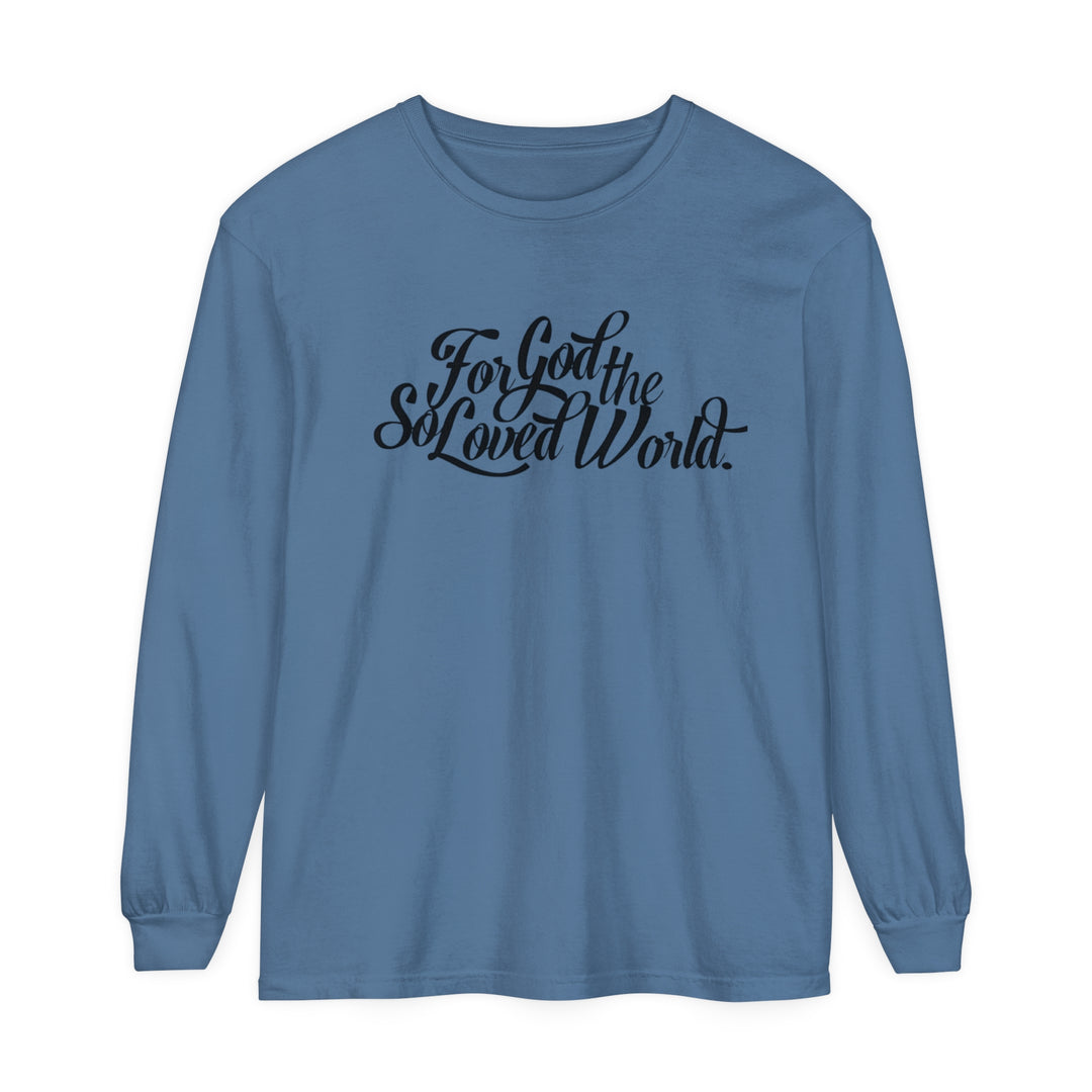 God So Loved Long Sleeve Shirt Long-sleeve Blue Jean S 