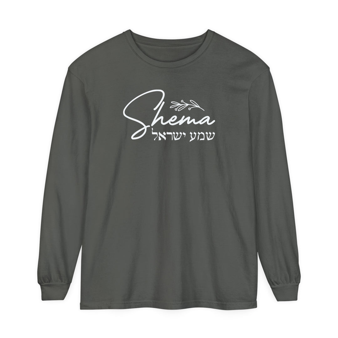 Shema Hebrew Long Sleeve Shirt Long-sleeve Pepper S 