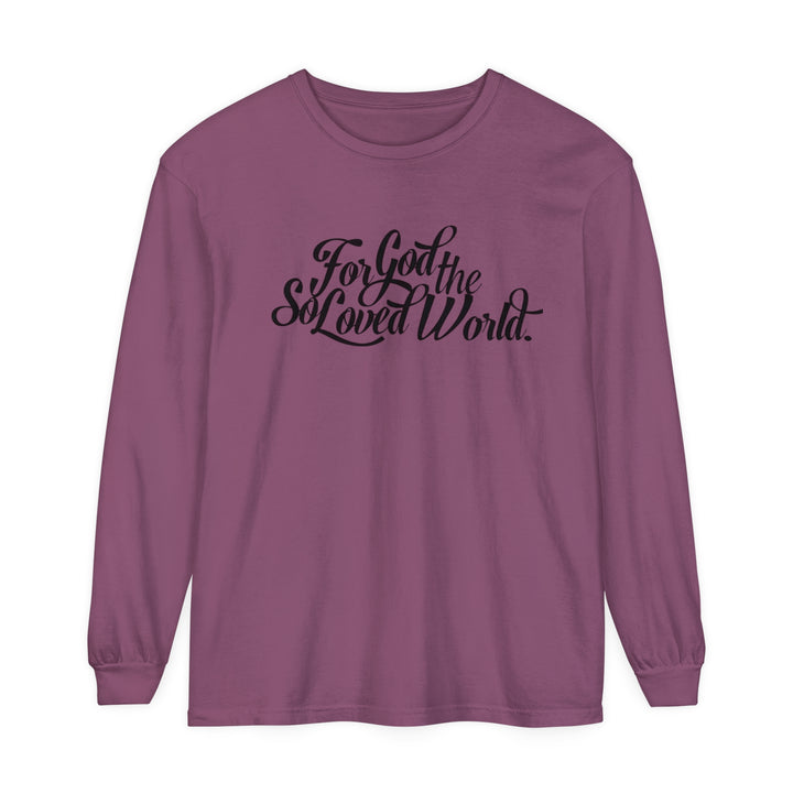 God So Loved Long Sleeve Shirt Long-sleeve Berry S 