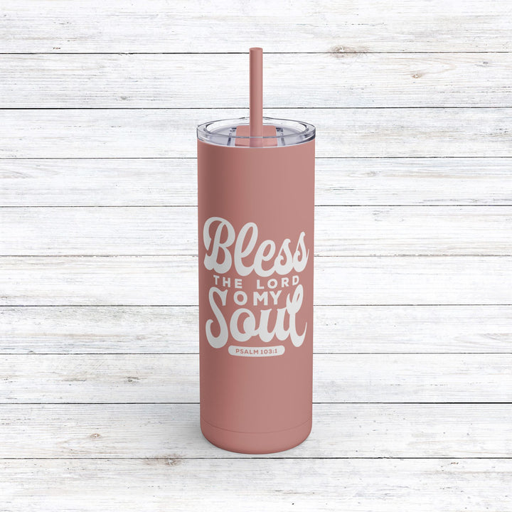 Christian Tumbler Bless The Lord Mug Dusty Rose 20oz Matte