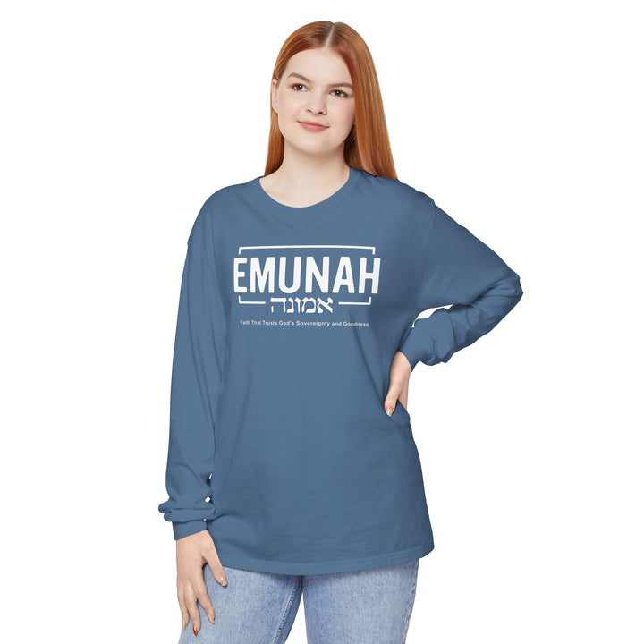 Emunah Faith That Trusts Long Sleeve Shirt Long-sleeve Blue Jean S 