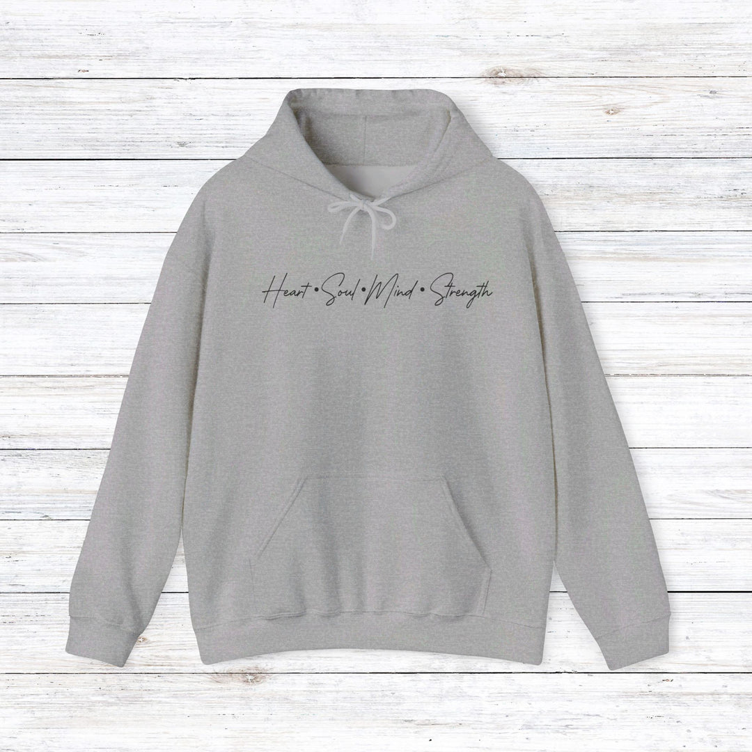 Heart Soul Mind Strength Script Hoodie Hoodie Sport Grey S 