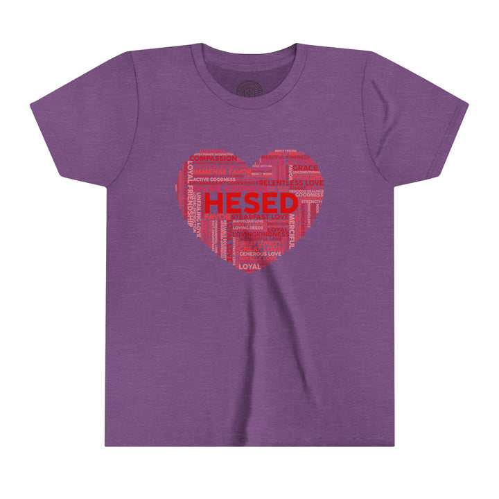 Hesed Heart Cloud Youth T-shirt Kids clothes Heather Team Purple S 