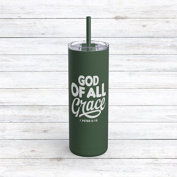 Christian Tumbler God of All Grace Mug Pine Needle 20oz Matte