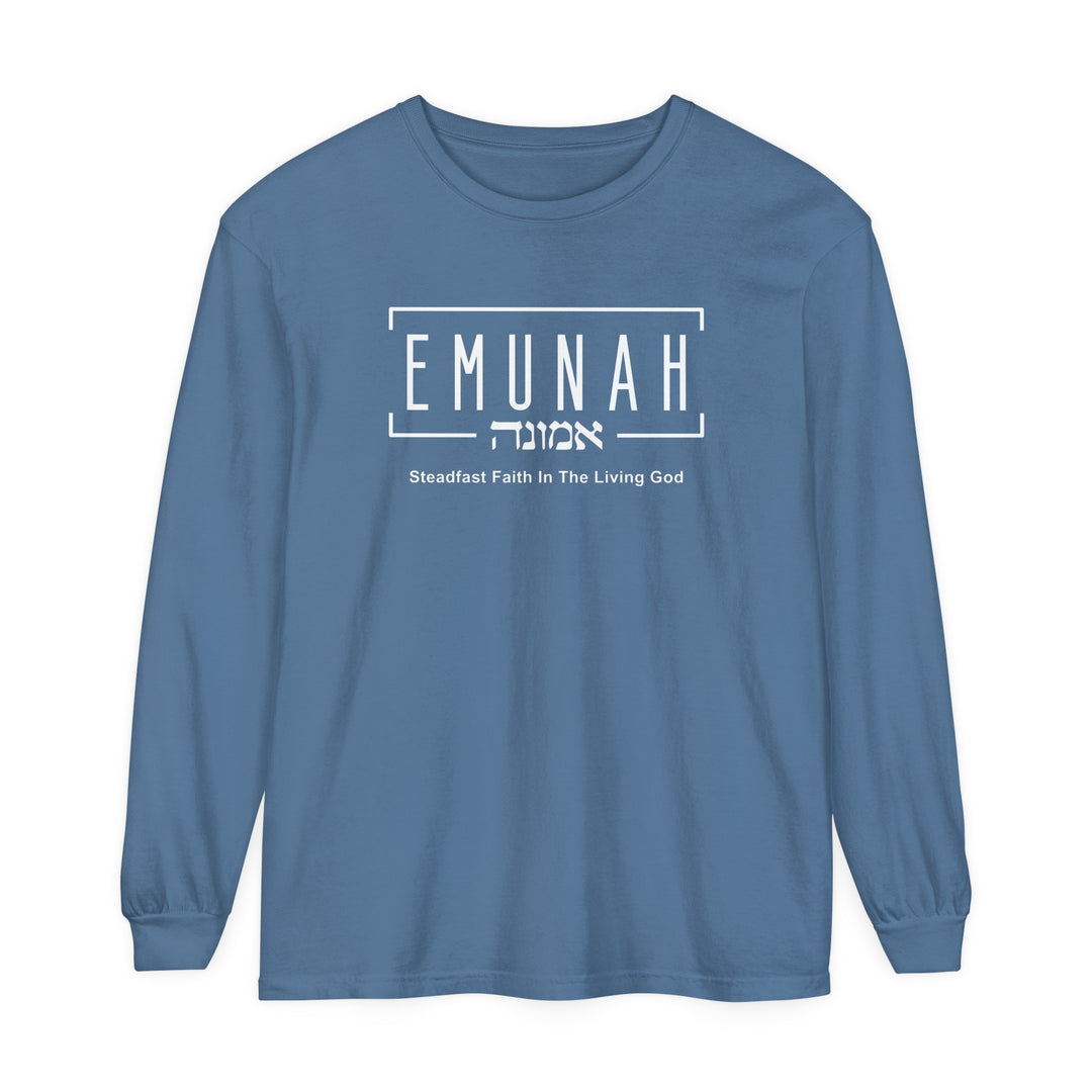 Emunah Steadfast Faith Long Sleeve Shirt Long-sleeve Blue Jean S 