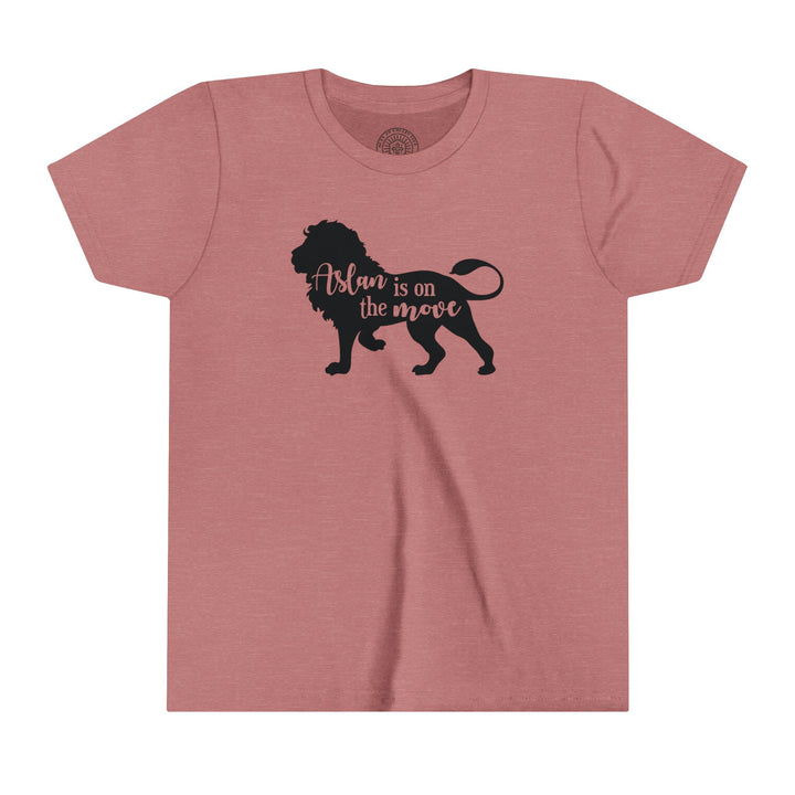 Aslan Is On The Move Youth T-shirt Kids clothes Heather Mauve S 