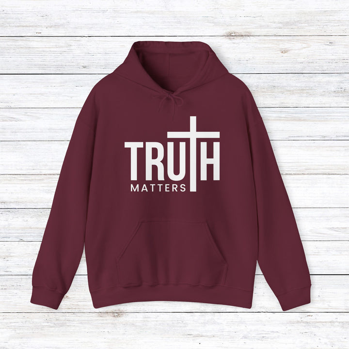 Truth Matters (White Script) Hoodie Hoodie Maroon S 