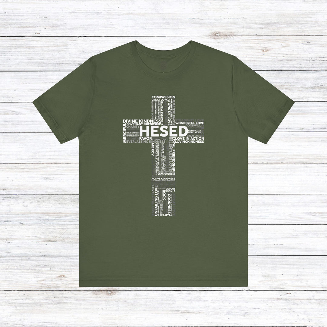 Hesed Cross Cloud Unisex T-Shirt T-Shirt Military Green S 