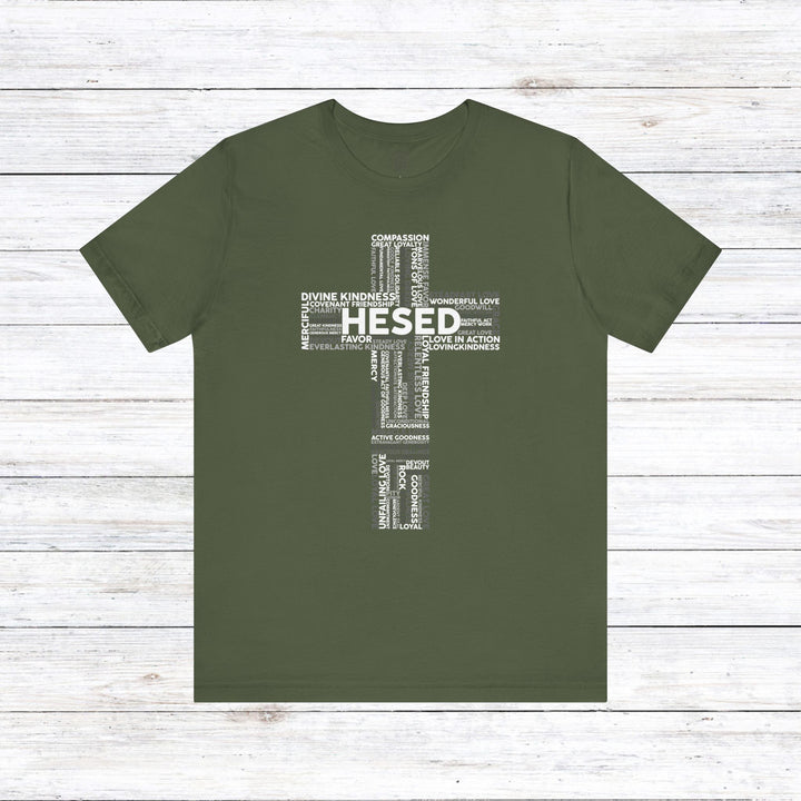 Hesed Cross Cloud Unisex T-Shirt T-Shirt Military Green S 