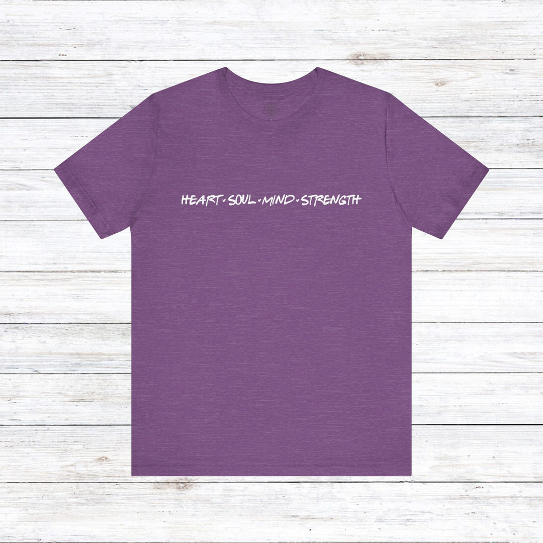 Heart Soul Mind Strength Print Unisex T-Shirt T-Shirt Heather Team Purple S 