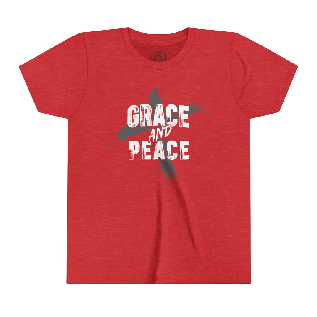 Grace and Peace Youth T-shirt Kids clothes Heather Red S 