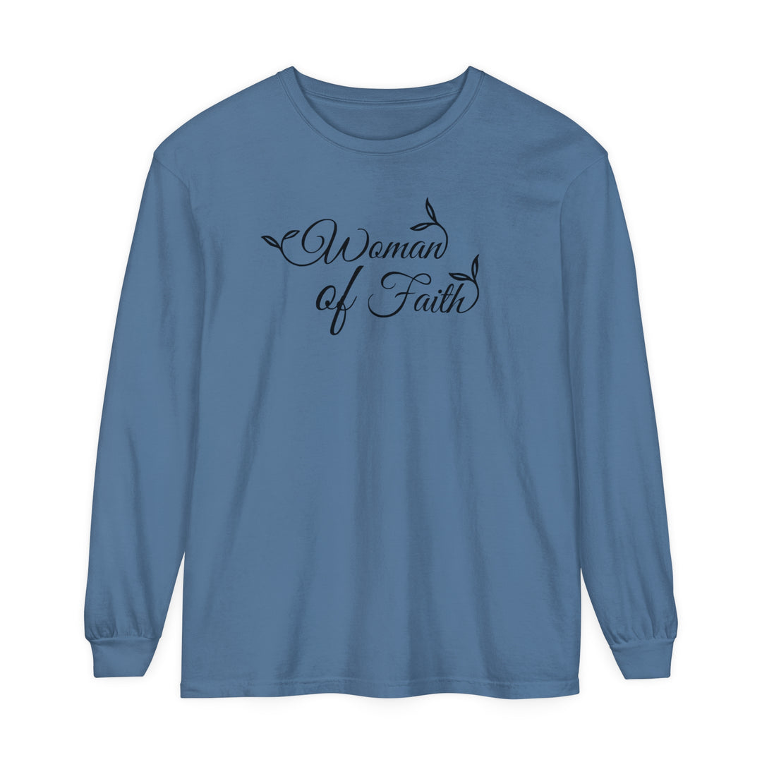 Woman of Faith Long Sleeve Shirt Long-sleeve Blue Jean S 