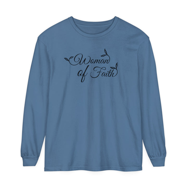 Woman of Faith Long Sleeve Shirt Long-sleeve Blue Jean S 