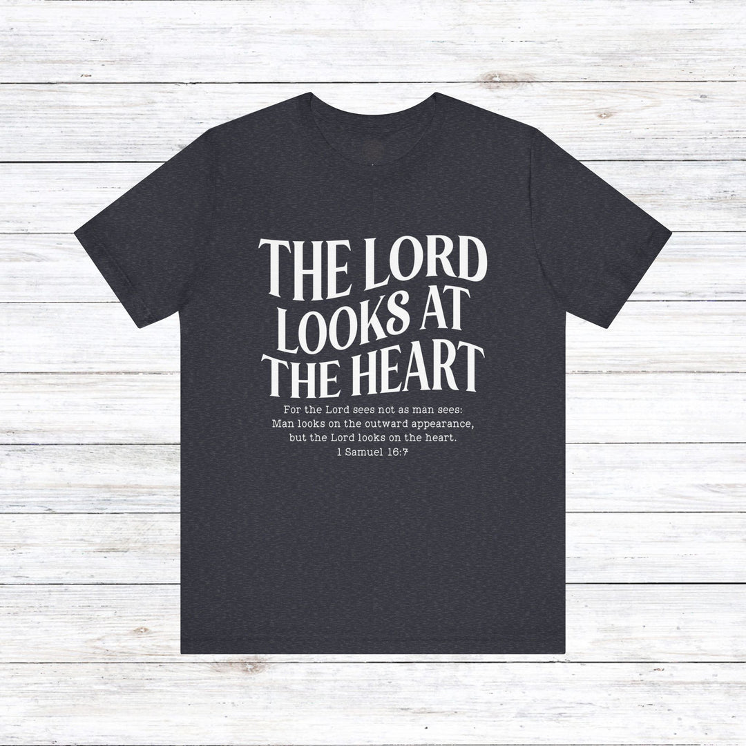 Lord Looks At The Heart Unisex T-Shirt T-Shirt Heather Navy S 