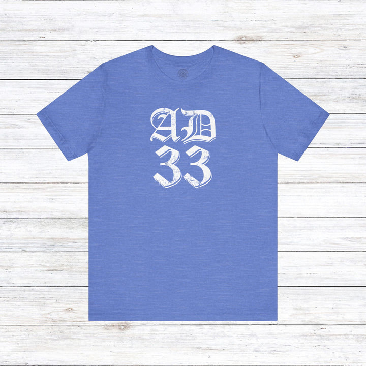 AD 33 Old English Unisex T-Shirt T-Shirt Heather Columbia Blue S 