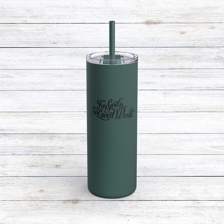 Christian Tumbler God So Loved Mug Deep Teal 20oz Matte