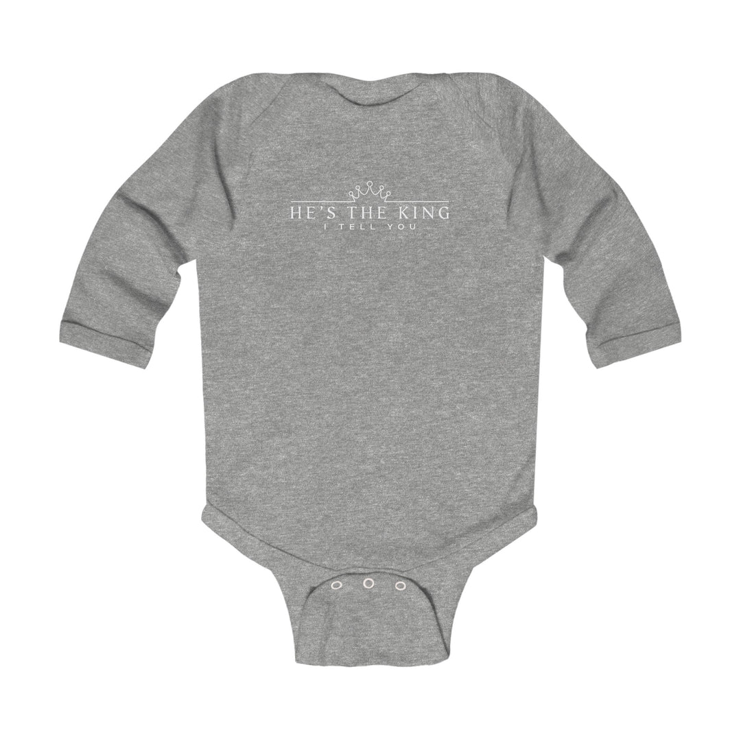 He's The King Infant Long Sleeve Bodysuit Kids clothes Heather NB (0-3M) 