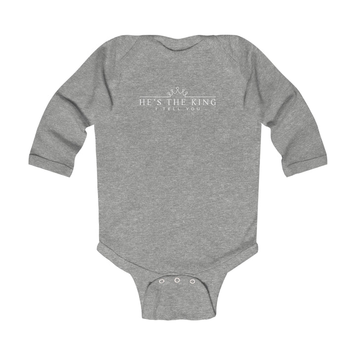 He's The King Infant Long Sleeve Bodysuit Kids clothes Heather NB (0-3M) 