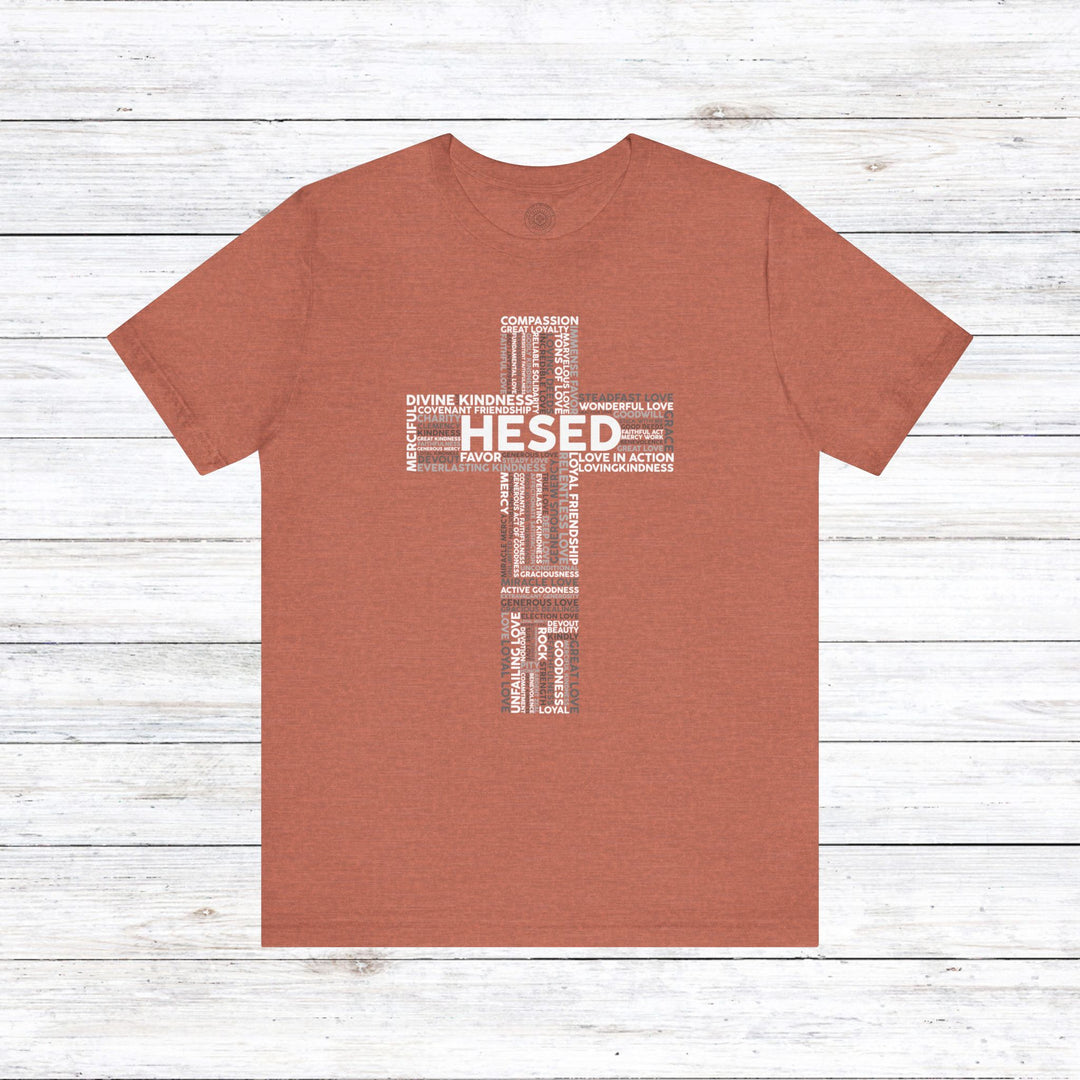 Hesed Cross Cloud Unisex T-Shirt T-Shirt Heather Clay S 