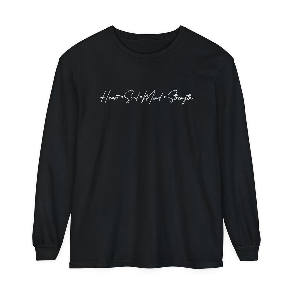 Heart Soul Mind Strength Script Long Sleeve Shirt Long-sleeve Black S 