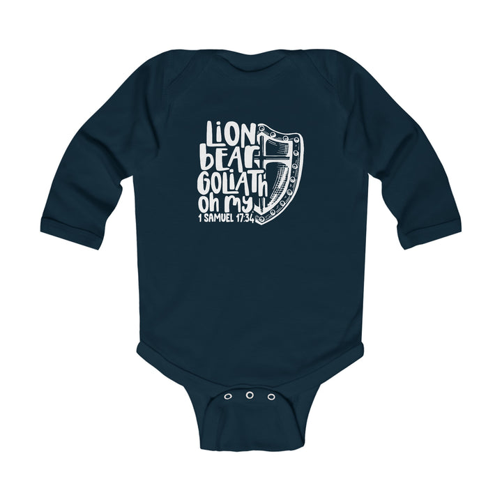 Lion Bear Goliath Oh My Infant Long Sleeve Bodysuit Kids clothes Navy NB (0-3M) 