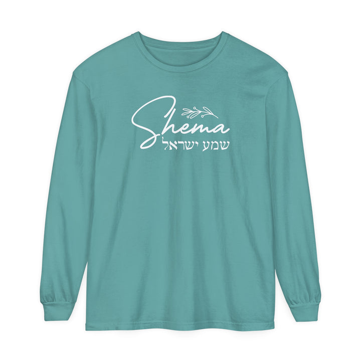 Shema Hebrew Long Sleeve Shirt Long-sleeve Seafoam S 